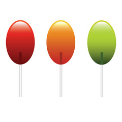 vector red, orange and green oval lollipop