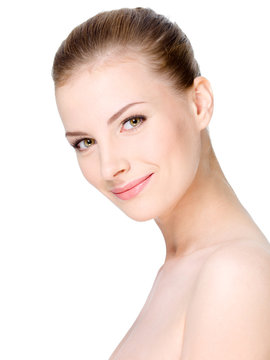 Female face with  clean fresh skin - isolated