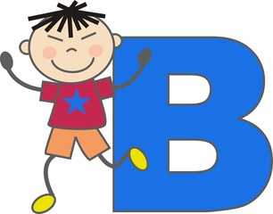 a boy with letter b