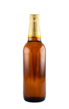 Beer bottle  isolated white background. Clipping path.