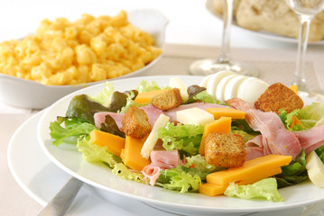Chef's Salad with Macaroni and Cheese