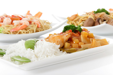 Plates with oriental meals