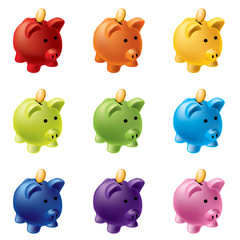 piggy banks in different colours