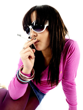 Teenage Girl Smoking A Cigarette