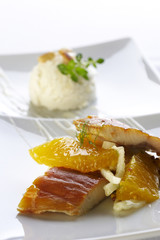 Roasted fillet of smoked salmon with orange