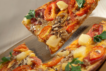 Hot taste pizza on the table