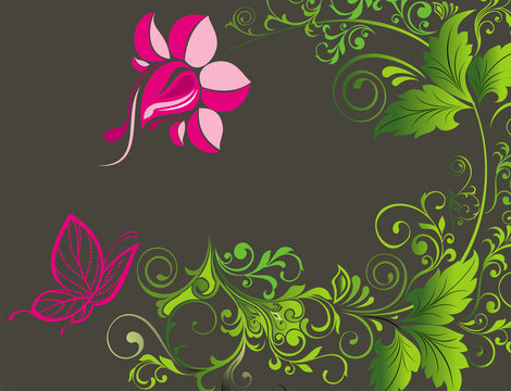 Floral background with butterflies