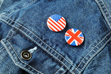 US and UK Buttons on a Denim Jacket - 27087183