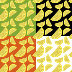 four seamless backgrounds with lemons