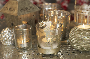 Various silver christmas candles