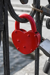 Red heart-shaped lock