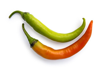 Two pods of hot pepper