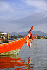 Thai fishing boats moored at Khao Lak, Thailand