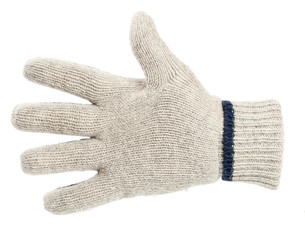 White knitted glove isolated on white background
