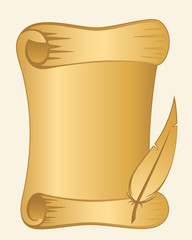 Grunge Banner and Scrolls with feather