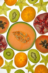 Melone, Granatapfel und  Südfrüchte
