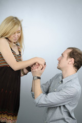 young man and woman expressing love