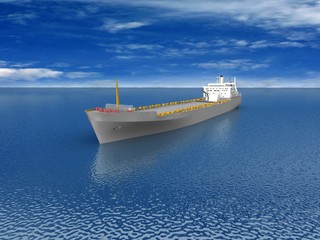 barge on beautiful seascape