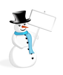 Schneemann mit Plakat