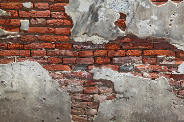 fragment of traditional red brick wall