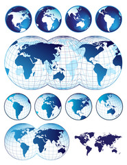 Set of world maps