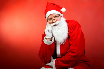 santa claus portrait on the red background