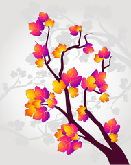 Background with autumnal tree with leaves.