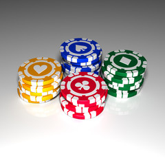 Poker Playing Chips on a white surface