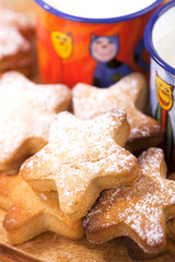 gingerbread  star cookies with kids milk
