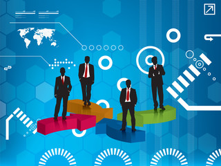 business team blue background