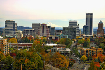 Portland Downtown Cityscape in the Fall