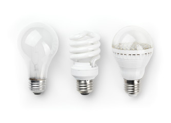 LED Fluorescent and Incandescent Light Bulbs