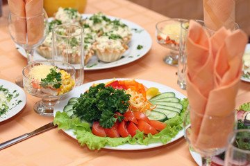 Table covered at restaurant