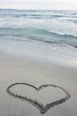 Heart sign on beach
