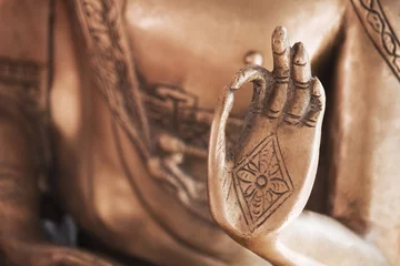Foto auf Acrylglas Buddha Die Hand des Messing-Buddhas