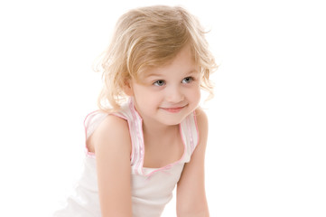 Fototapeta na wymiar Portrait of little girl on white background