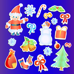 Vector illustration of collection of Christmas stickers