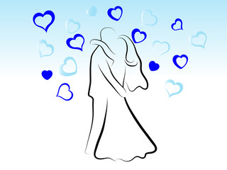 Kissing wedding couple