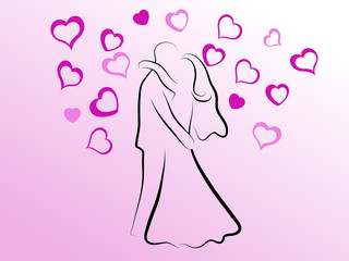 Kissing wedding couple