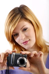 young beautiful woman with a camera