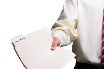 Man giving a folder