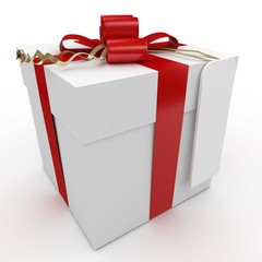 3d christmas gift box with blank tag