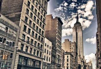Acrylglas douchewanden met foto Empire State Building Street View of the Empire State Building
