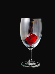 heart in wine glass