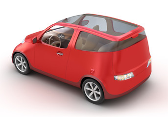 Fototapeta na wymiar Compact Red Car 3D concept. My Own Design