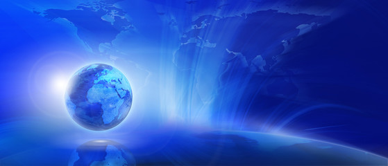 Fototapeta na wymiar Blue internet background (Global and Communication concept)