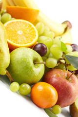 fresh fruits on the white background