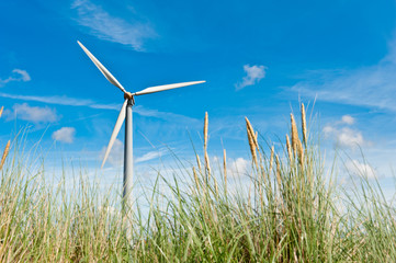 wind turbine and sand dunes