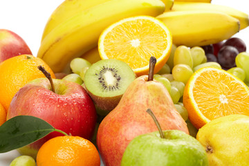 fresh fruits on the white background