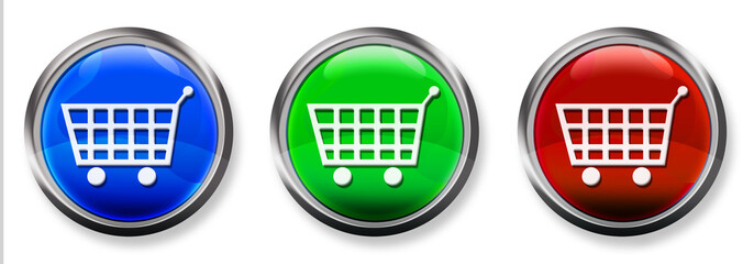 Shopping Cart 3-D RGB Buttons